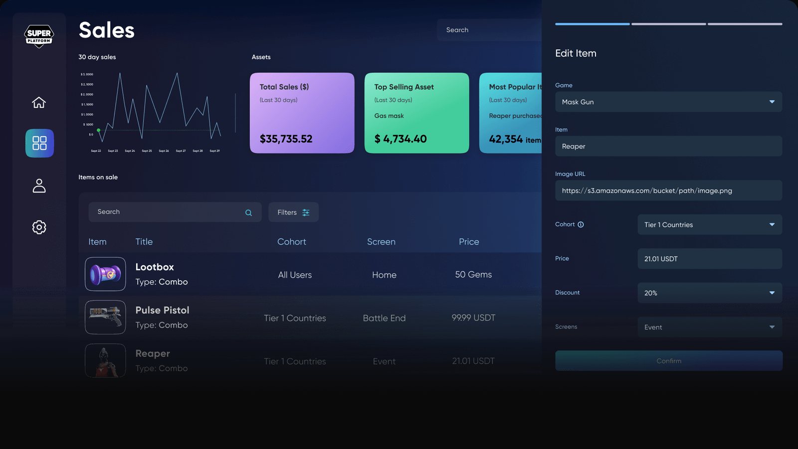 SuperPlatform live-ops dashboard